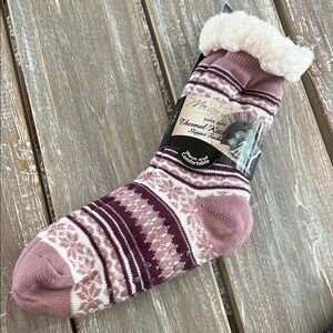 Pink and White Thermal Knit Socks